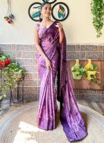 Rangoli Silk Purple Party Wear Prizam Print Saree